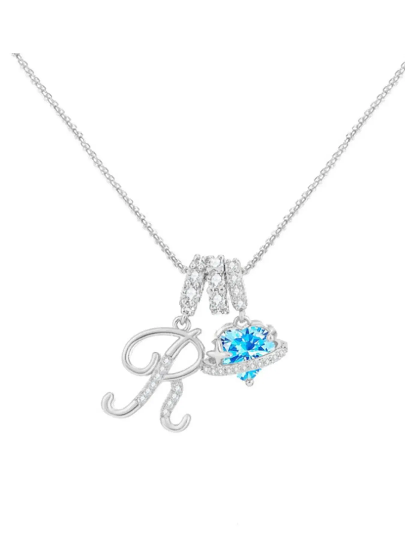Women's Initial Heart Necklace with Zircon Pendant, Elegant Letter Jewelry for Friday & Christmas, All Seasons Accessory, Heart Design Necklace, Sentimental Necklaces, Heart Letters Necklace