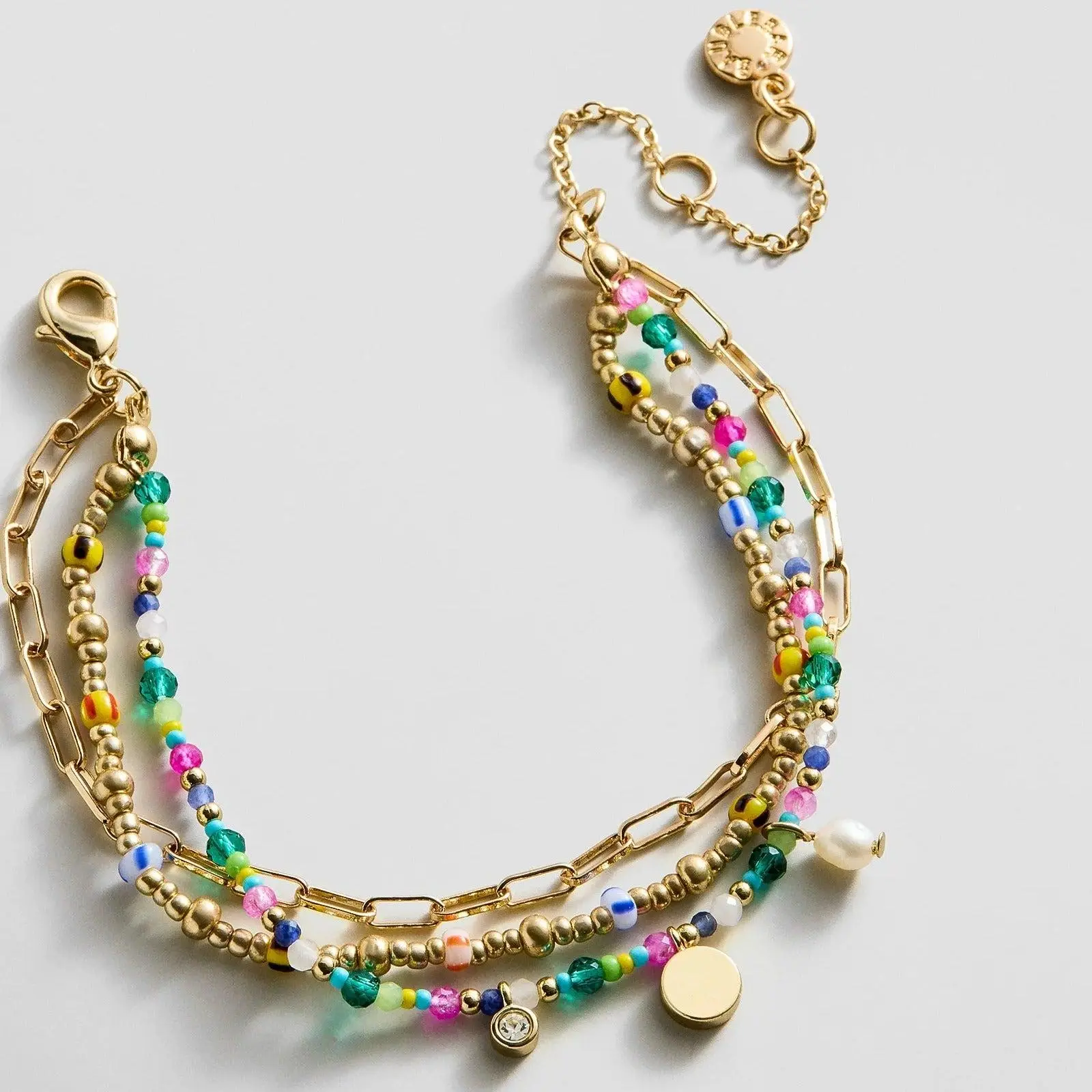 Rowan Semi-Precious Layered Bracelet - Wrist Stack with Gold Aesthetic, Authentic Keshi Pearls, Clasp Closure for Love-Focused Gifting, St. Tropez Style, Statement Style