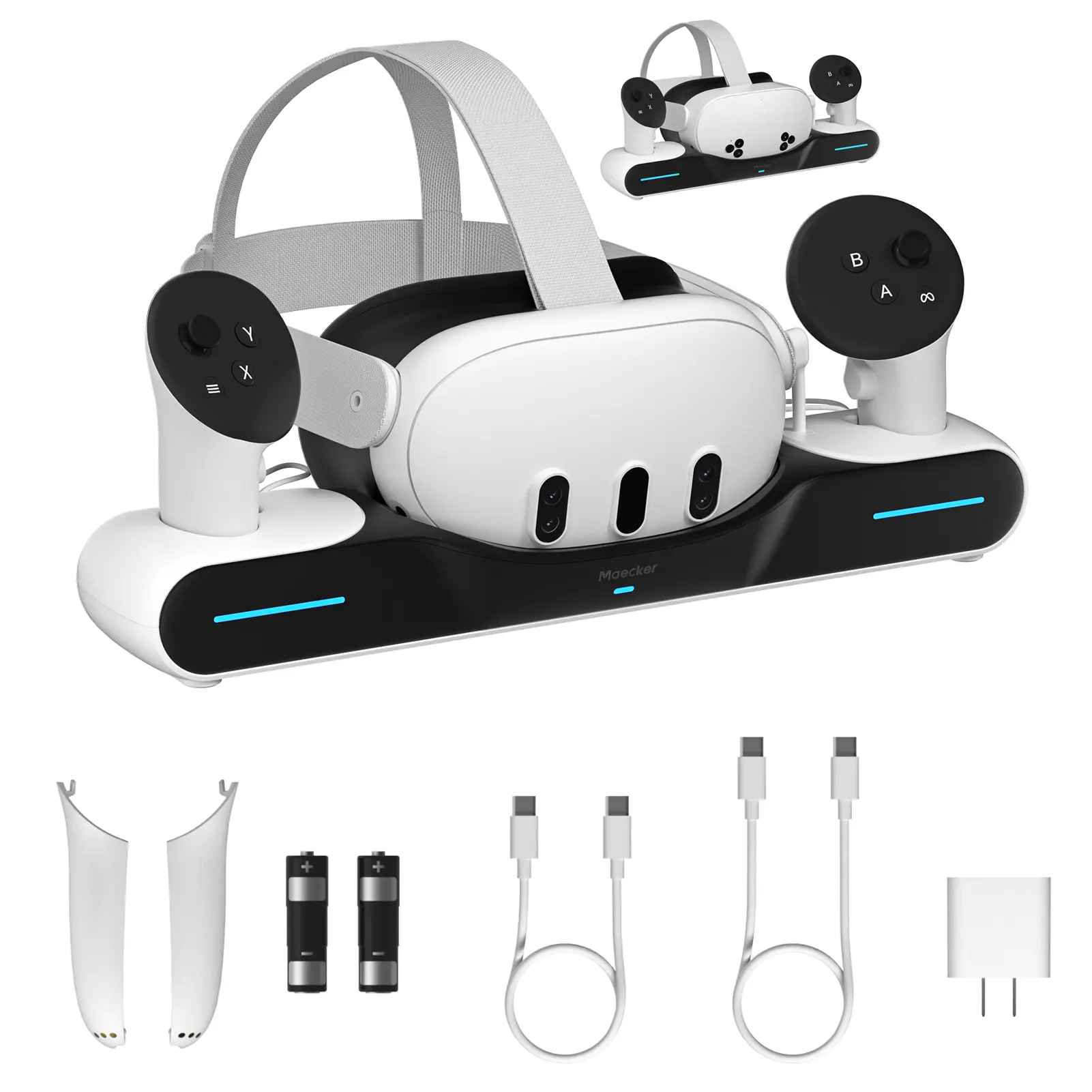 MaeckerVR Charging Dock for Meta Quest 3/3S Charging Station Magnetic Charger for Meta Quest 3/3S Accessories Charging Stand