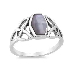 Celtic Knot Mother of Pearl Ring - 925 Sterling Silver