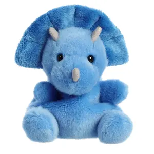 Palm Pals Adorable Tank Triceratops 5 inch Blue Mini Soft Plush Collectable Stuffed Animal