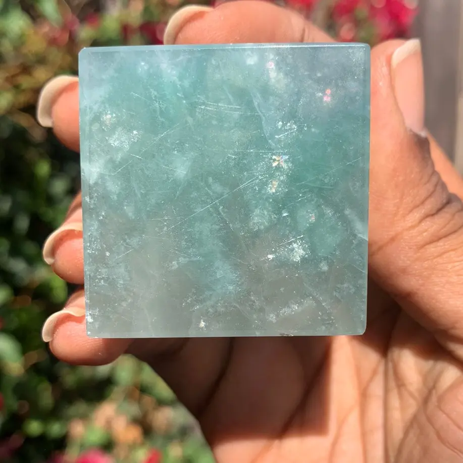 Natural Green Fluorite Crystal Cube