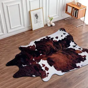 Luxury Cowhide Pattern Carpet, High-Quality Faux Wool Material, Soft Comfortable, Durable Non-Slip Design, Easy Clean, Perfect for Living Room, Cow Print Rug, Animal Print Rug