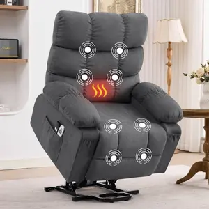 JONPONY Power Lift Recliner Chair Recliners for Elderly with Heat and Massage Recliner Chair for Living Room with Infinite Position and Side Pocket,USB Charge Port,Gray Steel Adjustable