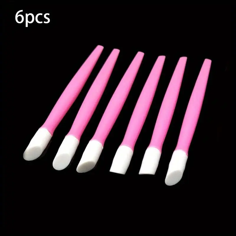 6PCS Professional Plastic Handle Hard Rubber Tipped Home Nail Art Tool Cuticle Pusher Cleaner