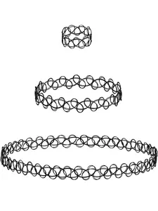 Women's Punk Style Choker Necklace & Bracelet & Ring, Fashion Jewelry for Party, Daily Clothing Decor, Trendy All-match & Exquisite Jewelry for Birthday Gift, Fashionable Matching Jewelry Set