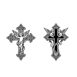 Cool Cross Temporary Tattoo Stickers, Waterproof Long-Lasting 7-14 Days, Herbal Half-Permanent Fake Tattoos for Men and Women