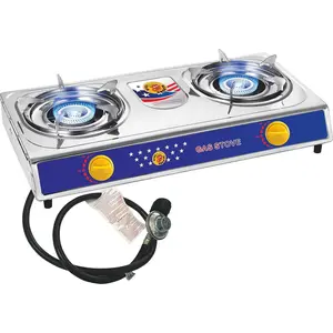 2 Burner  Stove, [20000 BTU] Portable Camping Gas Cooktop with Auto , Stainless Steel Outdoor Cooker with Regulator & Hose for RV, Backyard, Camping and  Use