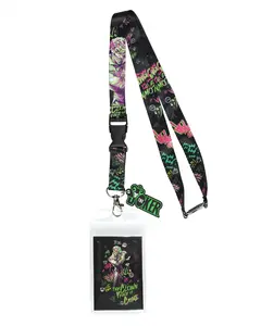 DC Comics Batman The Joker Clown Prince Of Crime Lanyard ID Badge Holder With Rubber Charm And Lobster Clasp