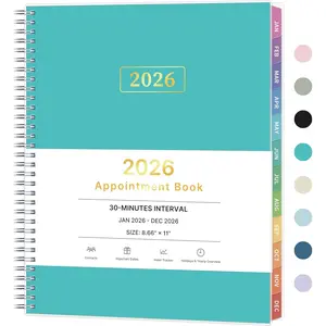 2026 Appointment Book, 30 Minutes-Hourly, Weekly & Monthly Calendar Planner 2026, Jan 2026 - Dec 2026, 8.5'' x 11'', 2026 Daily Planner with Tabs &Pocket, Flexible Cover,  for Office, , School