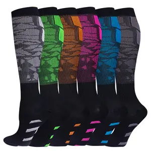 6 Pairs Compression Socks for Women and Men 20-30mmHg-Circulation Support Socks Quick-drying Anti-slip Sweat-absorbing  Knee High Compression Socks for Running Medical Nurse Travel