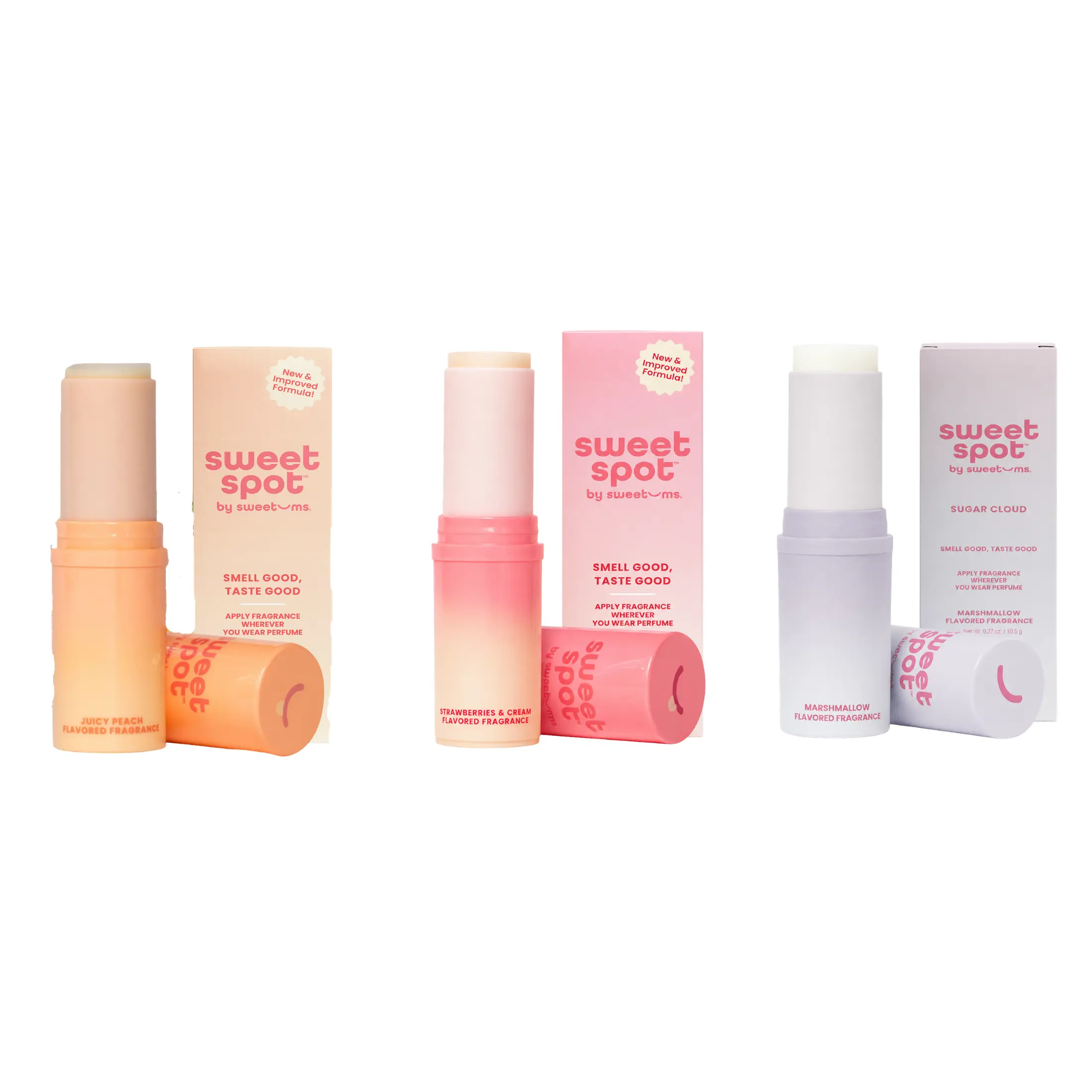 The Sweet Crush Fragrance Bundle by Sweet Spot- Strawberries & Cream, Marshmallow and Peach Solid Flavored Fragrances on-the-go Sweet Spot Vegan Cruelty-Free