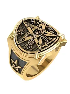 Vintage Viking Men's Alloy Star Ring, Unique Rings, Zinc Alloy Material, Punk Style Design, Suitable for Daily Wear & Parties, Trendy Accessory for Modern Look