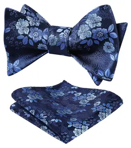Men's bow ties Floral bow ties Self-tie bow ties for men Handkerchief jacquard woven bow tie pocket square set
