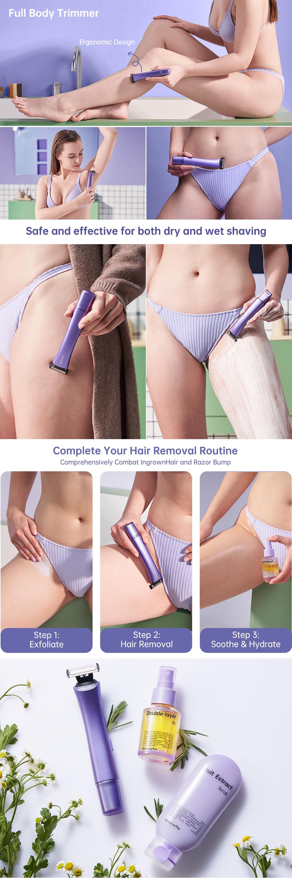 BreezeNu Bikini Trimmer for Women, Electric Shaver and Razor Rechargeable 2-in-1 Body and Facial Epilator, Dual Heads for Painless Trimming of Pubic Hair, Face, Underarms and Legs, Waterproof IPX7 Wet & Dry Use, Summer Self Care Gift BreezeNu Bikini Trimmer for Women, Electric Shaver and Razor Rechargeable 2-in-1 Body and Facial Epilator, Dual Heads for Painless Trimming of Pubic Hair, Face, Underarms and Legs, Waterproof IPX7 Wet & Dry Use, Summer Self Care Gift