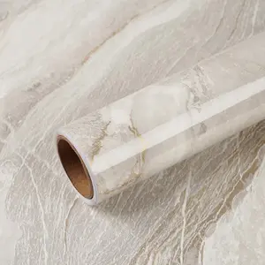 VEELIKE 15.7''x118'' Beige Gold Liquid Marble Contact Paper for Countertops Peel and Stick Waterproof Granite Countertop Paper Self Adhesive Marble Wallpaper Vinyl Roll for Kitchen Bathroom Table Wall