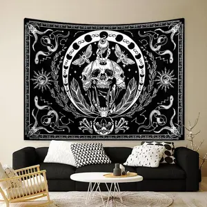 Skeleton Tapestry, Mandala Skull Printed 1 Count Skull Wall Hanging Snake Moth Wall Towel, Aesthetic Wall Art Decor Hippie Tapestry for Bedroom Living Room, Wall Tapestries, Halloween jesus