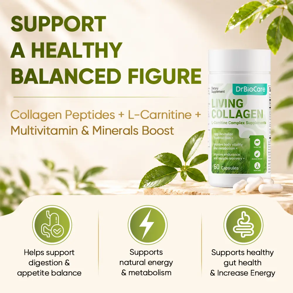 DrBioCare Collagen Peptide Supplement with L-Carnitine & Colostrum | Female Balance & Daily Health, 60 Capsules