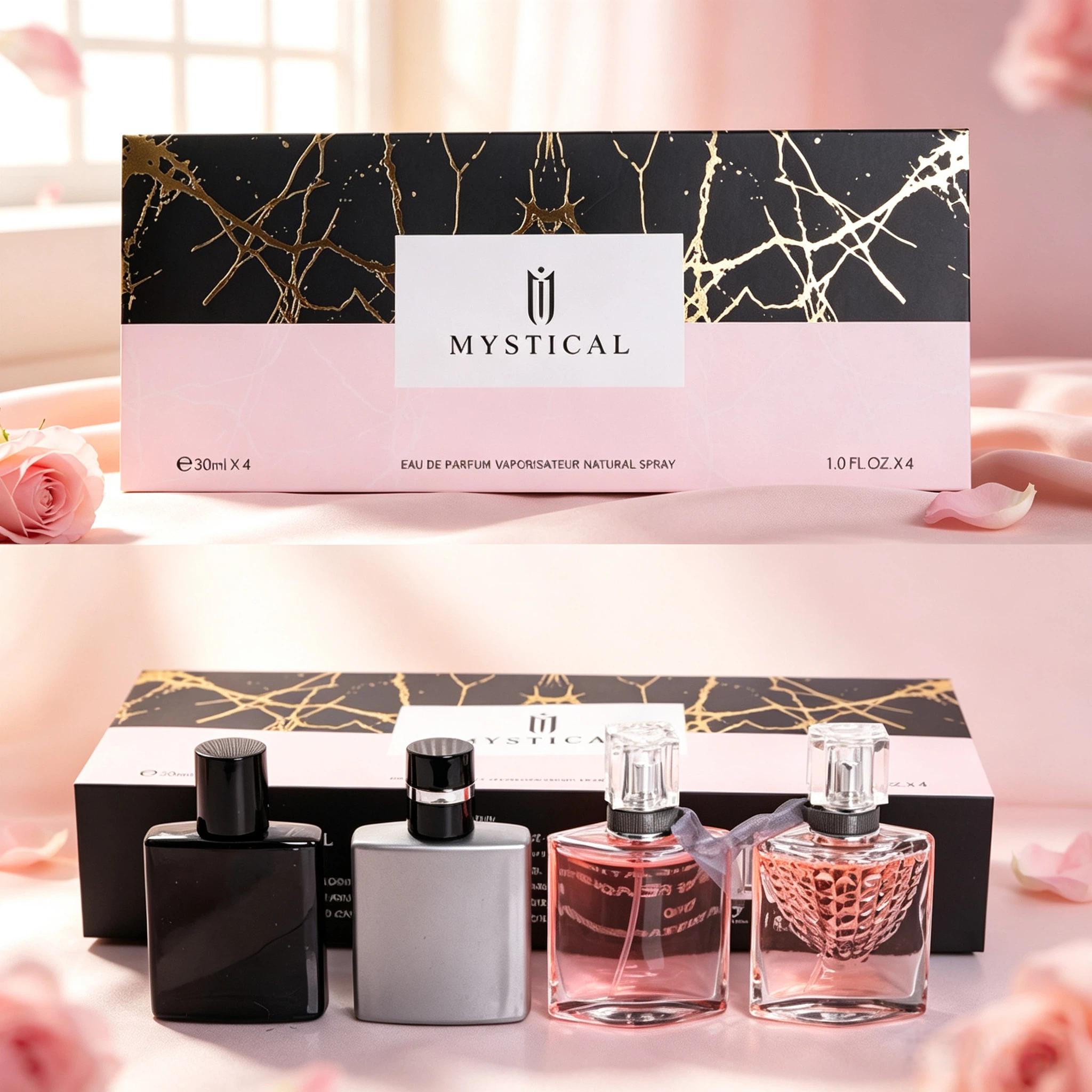 Mystical Couples Fragrance Gift Set - Luxury Portable Travel Kit with 2 Unisex + 2 Women's 30ml EDP Sprays, Long-Lasting Natural Floral-Woody Citrus Vanilla Scent, Ideal for Daily Wear Summer Gift