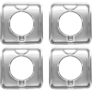 SGP-400 4 Pack Replacement  Chrome Drip Pan Square 7.75" x 7.75" Gas Range Drip Pan Replaces 786333 PS11744751 WP786333 AP6011553 Professional Grade Heavy-Duty Heat Reflection