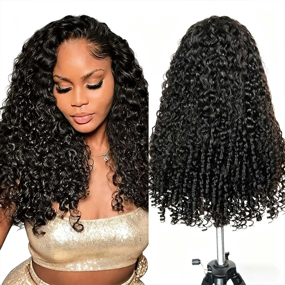 OQ HAIR Pre-Styled Glueless Bouncy Spiral Curls Wear Go Wig Pre-cut 7x5 HD Lace Plucked Natural Hairline