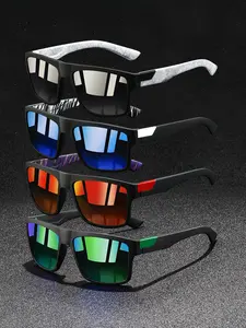 4pcs patchwork style sports sunglasses, Sports outdoor sunglasses, unisex, UV400 protective lenses for eye safety, variety of lens colors available, with rubber nose pads for anti-slip comfort, Ideal for cycling, fishing, and hiking