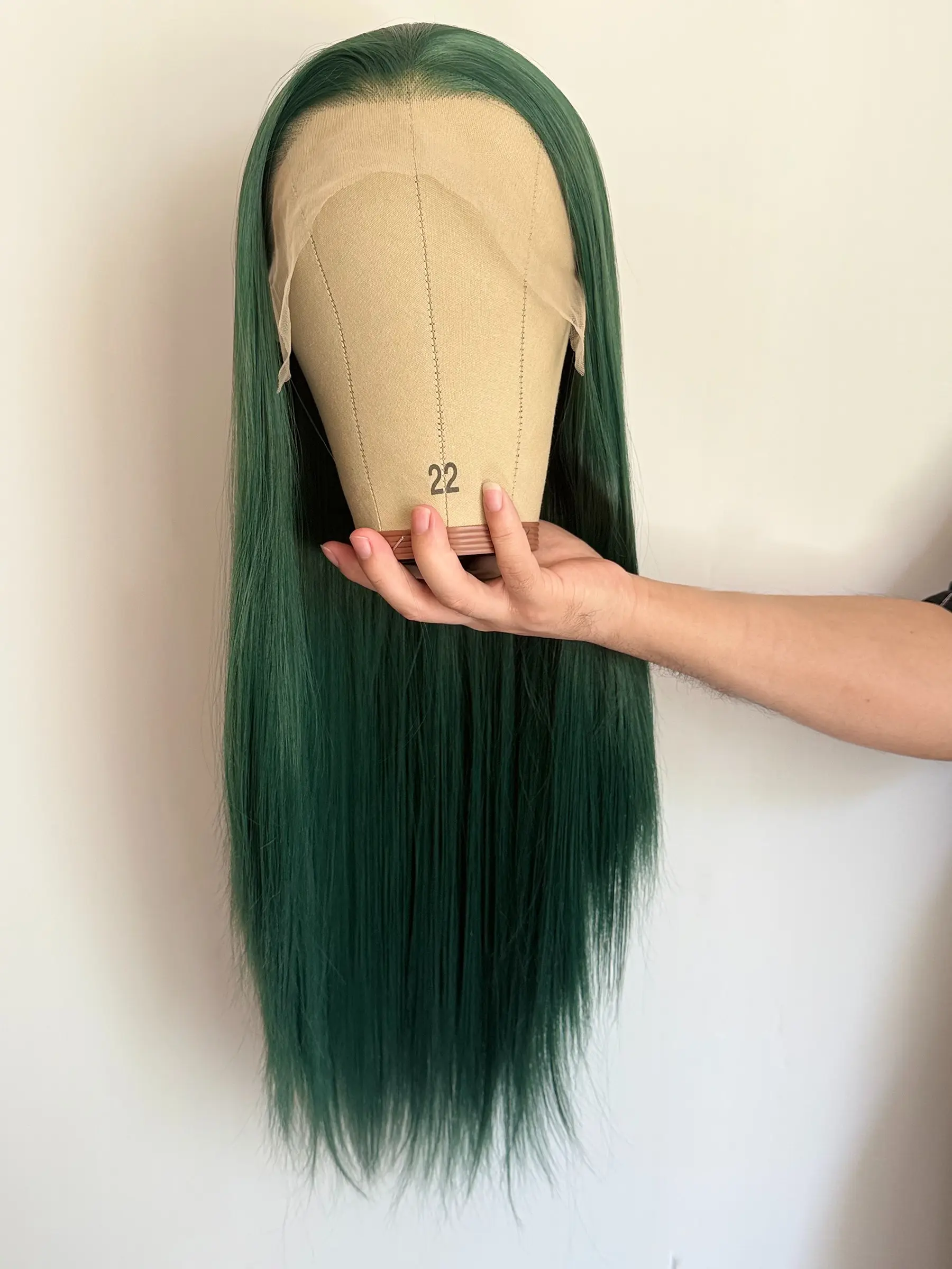 Dark Green Long Silky Straight Wig for Women, 26 Inches 13x4 Lace Front Wig, Heat Resistant Synthetic Fiber, Free Part&Natural Hairline, All Seasons