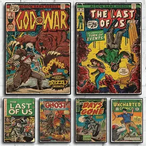 Nordic Retro Abstract Wall Art Pop Action Game Hero Comics HD Oil On Posters And Prints Home Bedroom Decor Gifts Unframed Poster