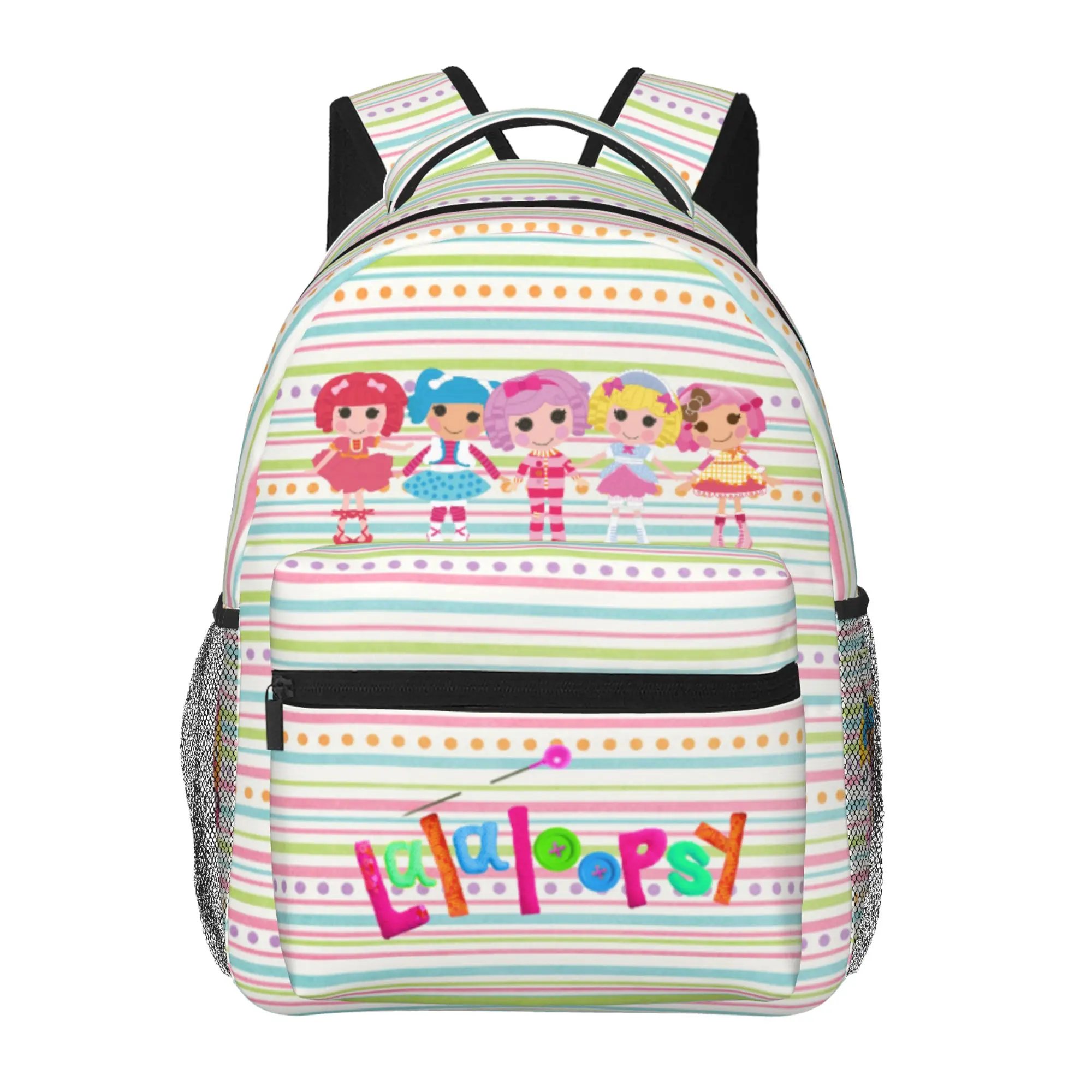 Lalaloopsy Kids' Unisex Polyester School Backpack, Netflix Cartoon Print, Adjustable Straps, Cushioned Back, Lightweight Fashion Bag for Back to Class Gifts