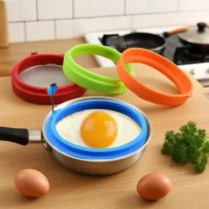 4-piece set of food grade silica gel egg fryer round egg frying mold non stick egg cake artifact