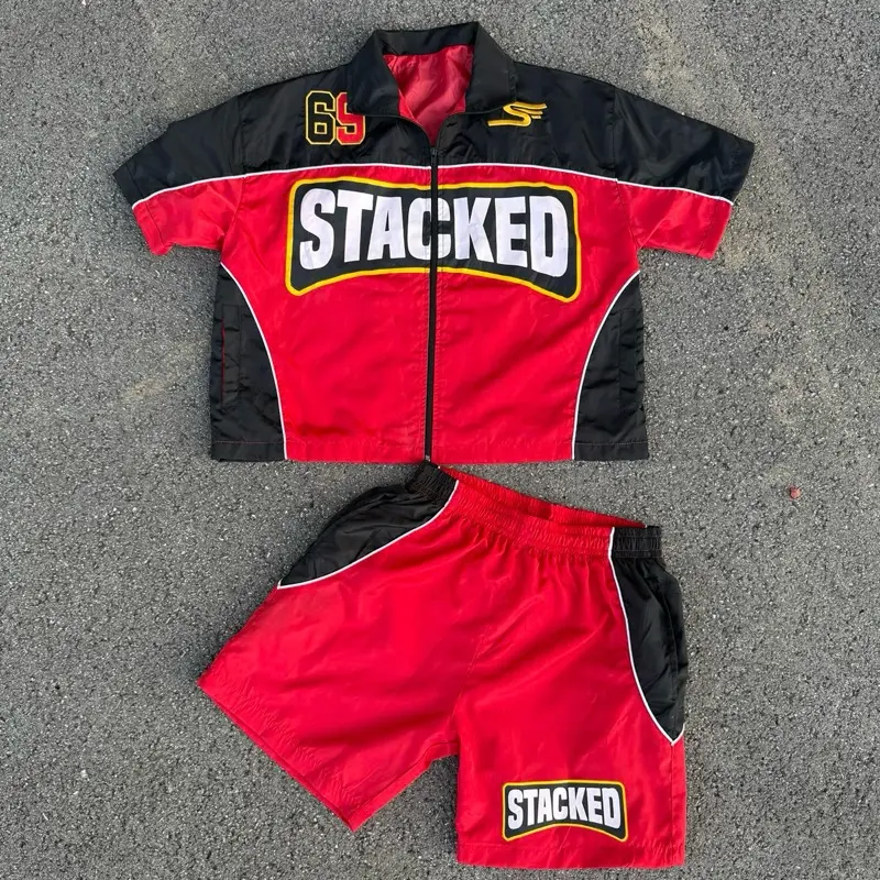 2-Piece Stacked Windbreaker Short Set