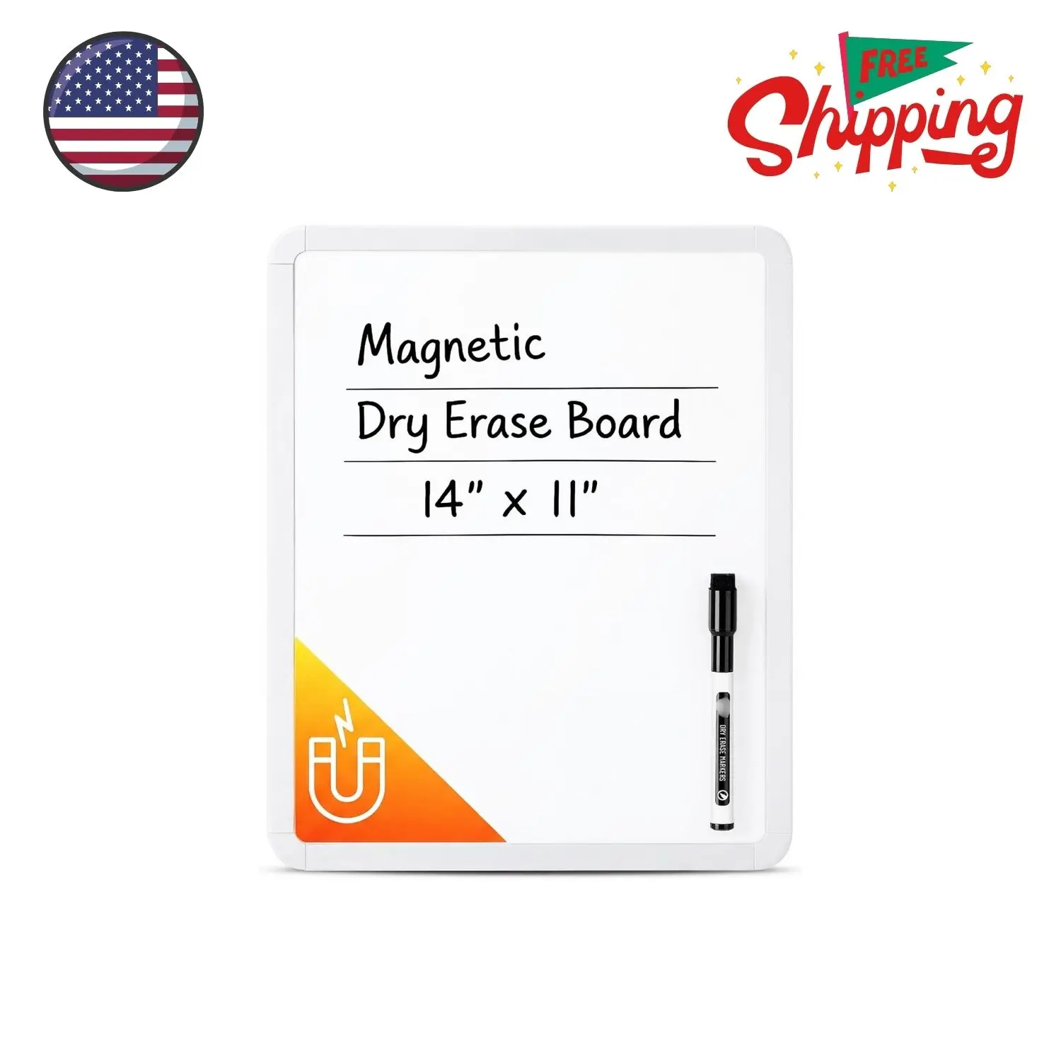 Dry Erase Board, 14” x 11” with a Black Dry Erase Marker