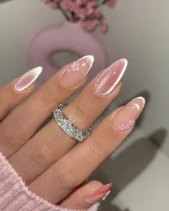 Cat Eye Press on Nail Set With Rhinestones| Resuable Luxury Gel Press on Nails| Cateye nails | Cat eye nails Cat Eye press on nails