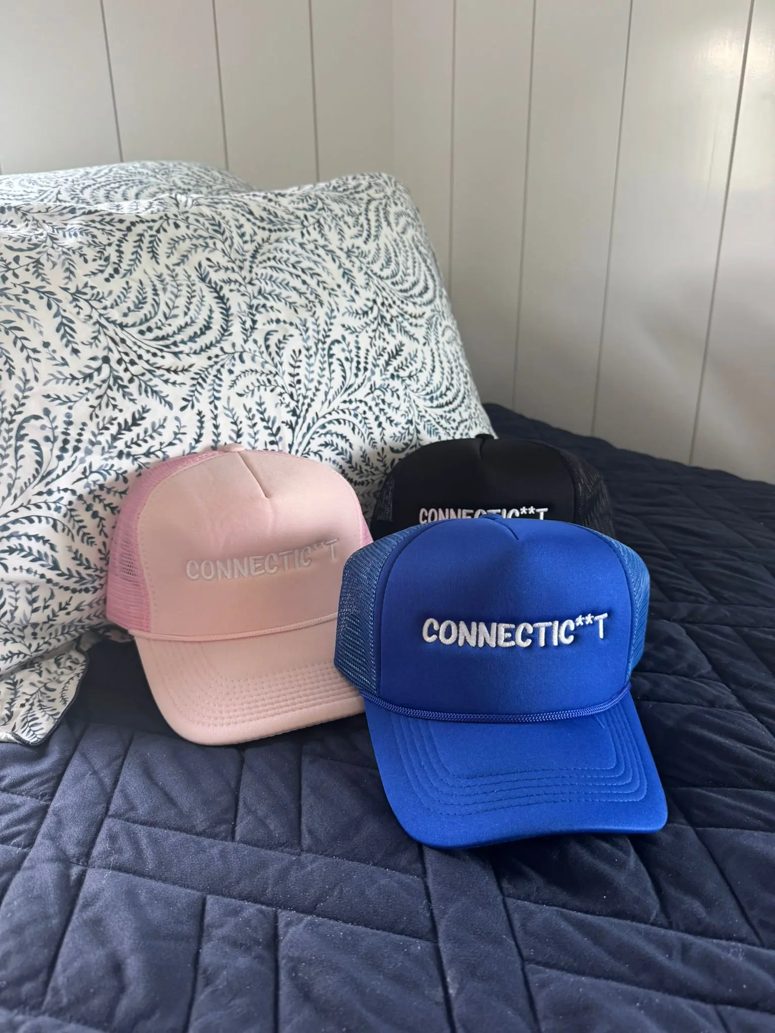 Alexa Curtis The CONNECTIC**T Hat Limited Edition Unisex Trucker Hat with Adjustable Snapback Closure & Breathable Mesh Back Pink Blue Black