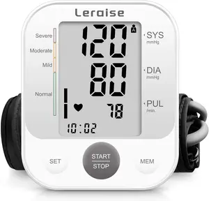 Leraise Healthcare Upper Arm Blood Pressure Monitor - Speaker-Equipped, 2-User Support, 240 Recordings, Large Cuff, Large Display Screen