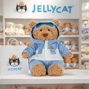 Jellycat Snowsuit Bartholomew Bear Plush with Gift Bag, Cute Winter Teddy Bear Stuffed Animal, Soft Collector Gift, US Stock