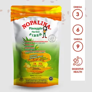 Nopalina Pineapple Flax Seed Fiber - Gut Health, Digestion & Colon Support - 30 Days Supply w/measuring scoop - Fitness Edible Healthcare Natural with Omega 3 6 9 for Digestive Health