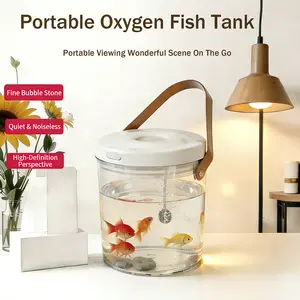 Portable USB-C Rechargeable Mini Fish Tank with Oxygen, LED Light & Filter, 2000mAh Battery, Betta Fish Tank, Outdoor Fishing & Kids’ Color Modes, Helps Develop Kids' Responsibility & Patience