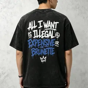 All I Want Is Illegal Expensive Or Brunette T Shirt | 180g Regular Slim Fit & 230g Heavyweight Wash Cotton Oversized Graphic Tee | Perfect Funny Boyfriend Birthday Gift Vintage Boxy Retro White Streetwear Tops Men Unisex Clothes,Fashion Men Clothes outdoo