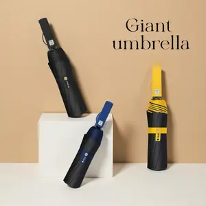 Oversized 50" Giant Golf Umbrella 20 Ribs Double Reinforced Frame Windproof Waterproof Instant Dry Tech Heavy Duty Sun Rain Protection Fits 2-3 People Hydrophobic Automatic Folding Multifunction Travel