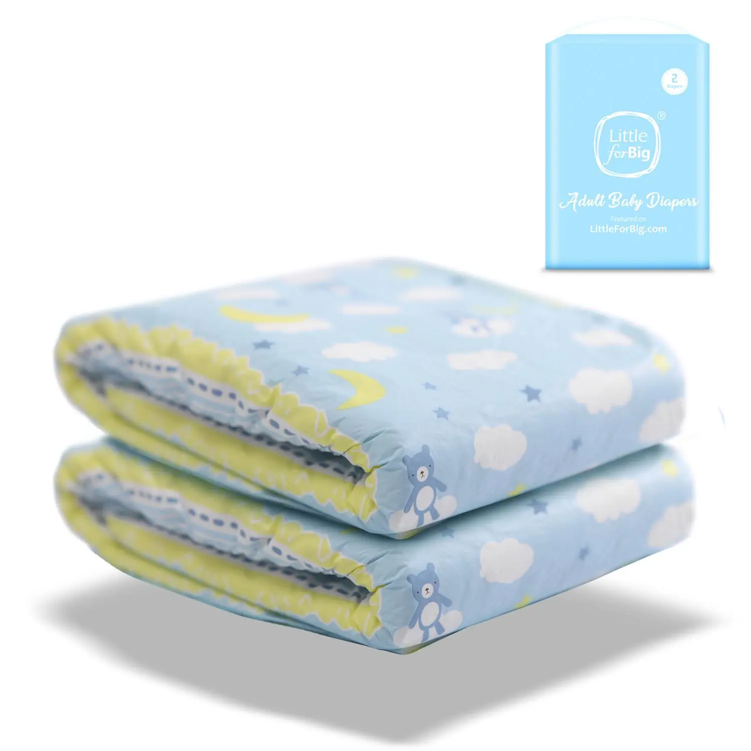 LittleForBig Little Dreamers Printed Adult Brief Diapers - Soft, Skin-Friendly, High-Absorbency (2 Pieces, Medium/Large) | Beauty Products