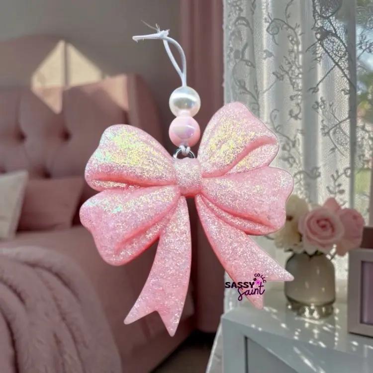 Girly Bow Freshie- Sassy Saint-Made to Order-Premium Air Freshener for Car, Home, or Small Space Handcrafted with Unique Designs Long-lasting Fragrance 4-8 Weeks-Snarky-Sassy