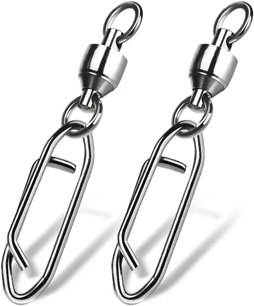 Fishing Swivels & Quick-Change Clips 25Pcs Pro Saltwater 360° Spin Stainless Steel Snap Swivels for Lure/Bait Heavy-Duty Corrosion-Proof