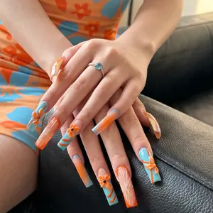 AVIARA  LONG Curved Square  Duck 10pcs Handmade Acrylic 3D Y2K Press On Nails Luxious Salon Quality Fake Nail detachable nails