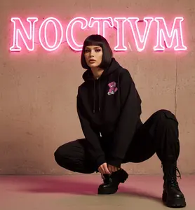 NOCTIVM “NOIR/01”  Cropped Hoodie