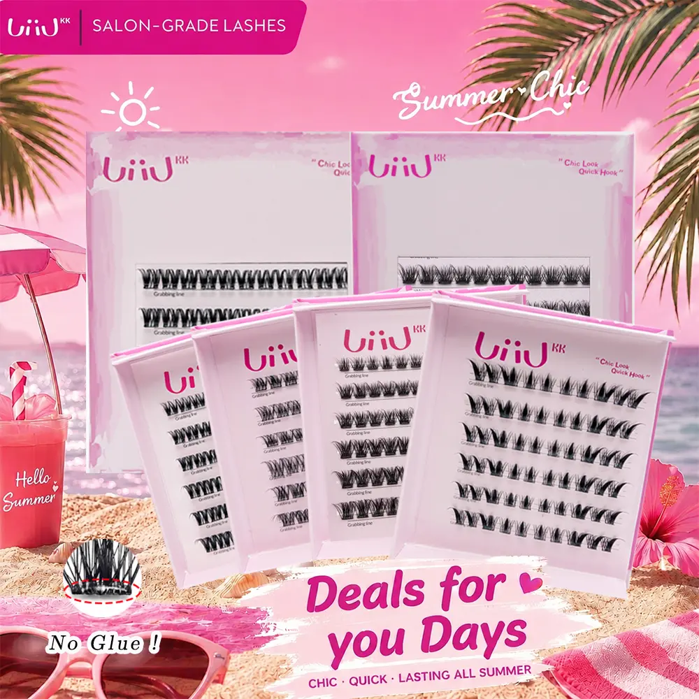 UiiUKK Fluffy Volume Lash Kit - 10mm-16mm Length, No Glue Needed, Self-Grafting, Beginner Friendly Eyelashes Makeup Cosmetic Flawless beach essentials