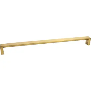 Rusticware 957SB Modern Square Door Pull - 12 in. Center-to-Center, Satin Brass, Metal Plated Doorknobs, Handle Doorknobs