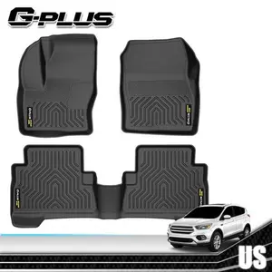 G-PLUS Floor Mats Compatible with Ford C-Max 2013-2018/Fit Ford Escape 2013-2019 Floor Liners, TPE All Weather Custom Fit Heavy Duty Car Mats 1st & 2nd Black