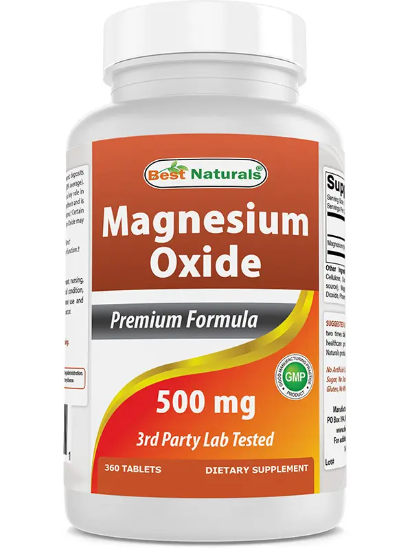 Best Naturals Magnesium Oxide 500mg 360 Tablets - 1 Year Supply - Magnesium for Immune Support, Muscle Recovery, Leg Cramps, Relaxation