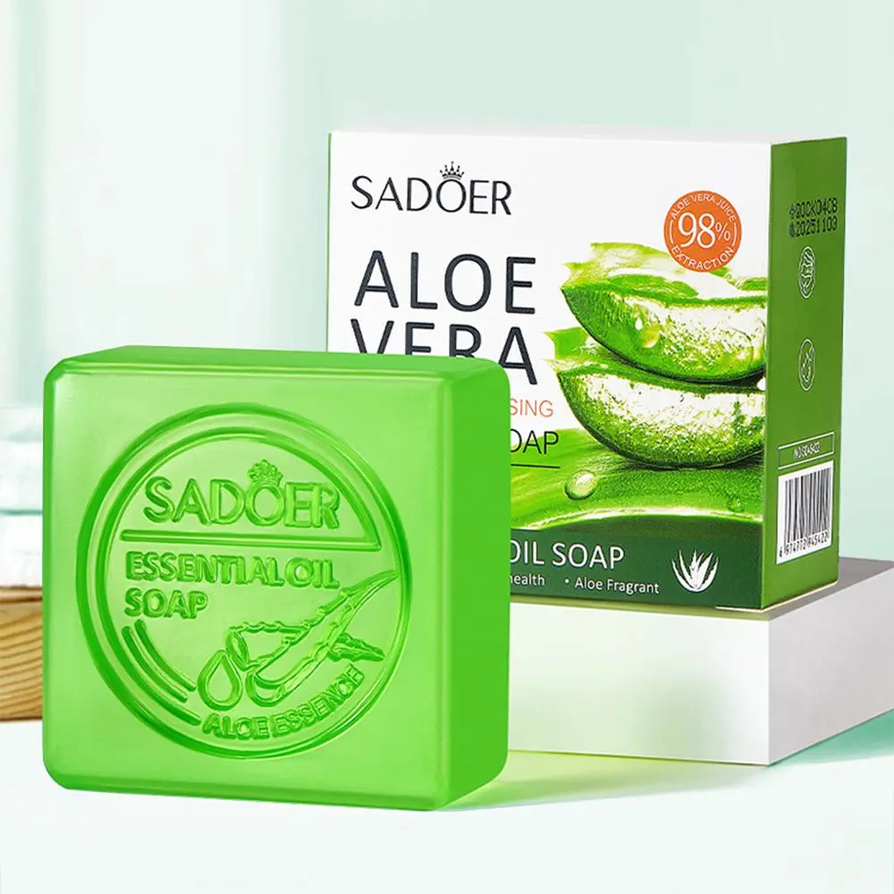 Aloe Vera Scent Essential Oil Soap, Natural Hydrating Facial Cleansing Soap Bar, Moisturizing Face Wash & Body Skincare Soap, Cleanser, Shower Products, Moisturizer, Bath Essentials